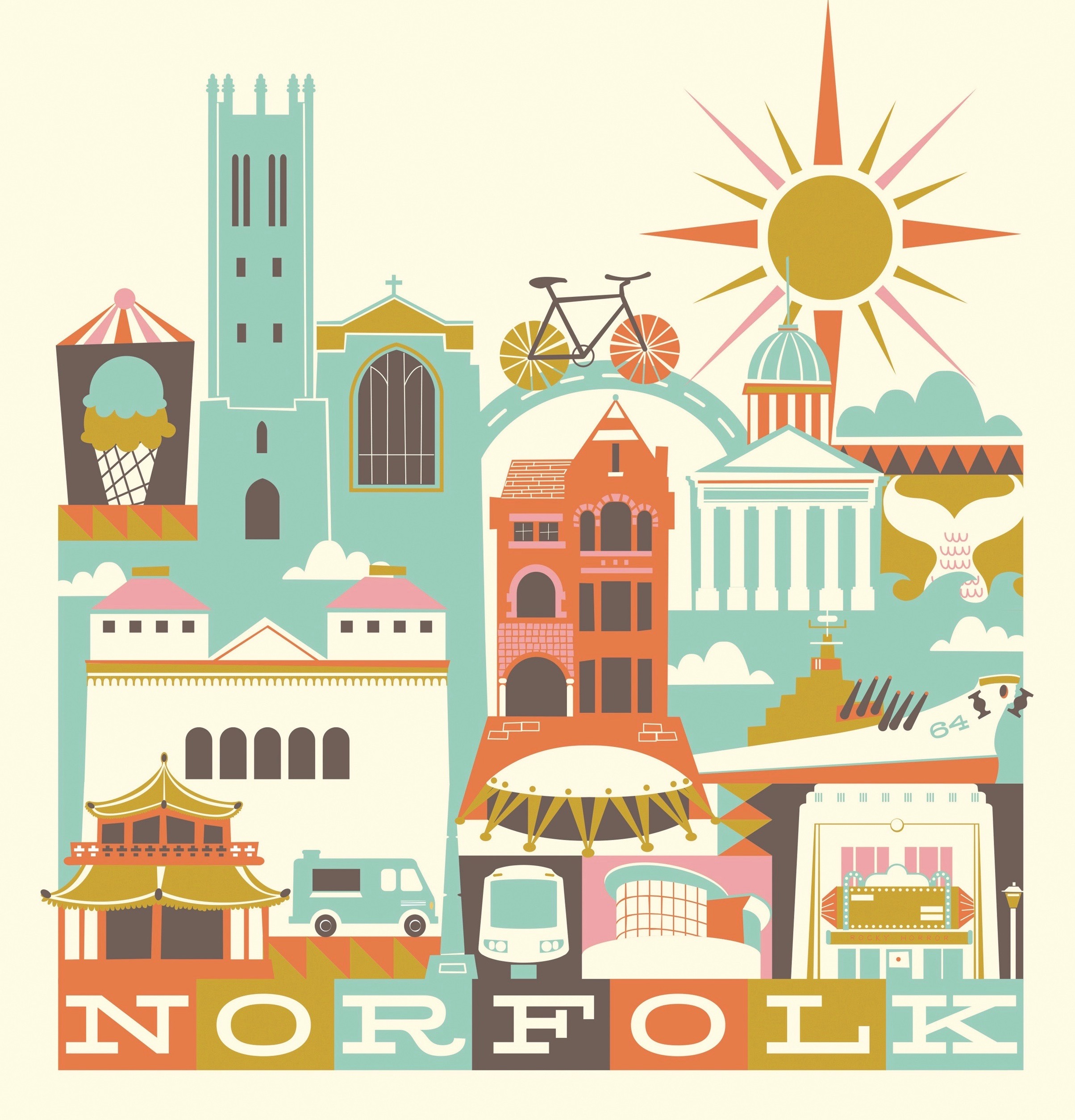 Twittering Bird City Illustrations, Norfolk, Hampton Roads